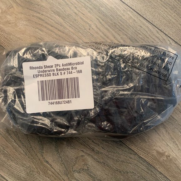 NWT RHONDA SHEAR 2 PIECE ANTIMICROBIAL UNDERWIRE BANDEAU BRA'S ESPRESSO & BLACK - Picture 5 of 11